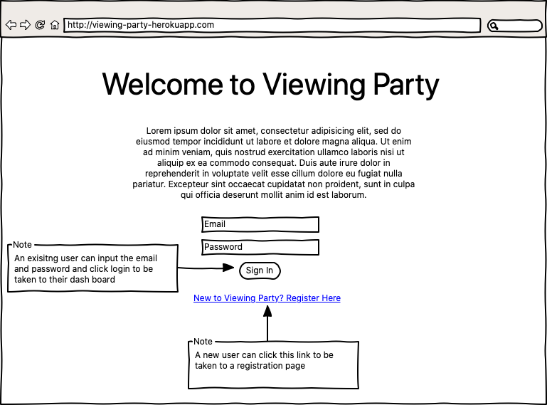 welcome wireframe